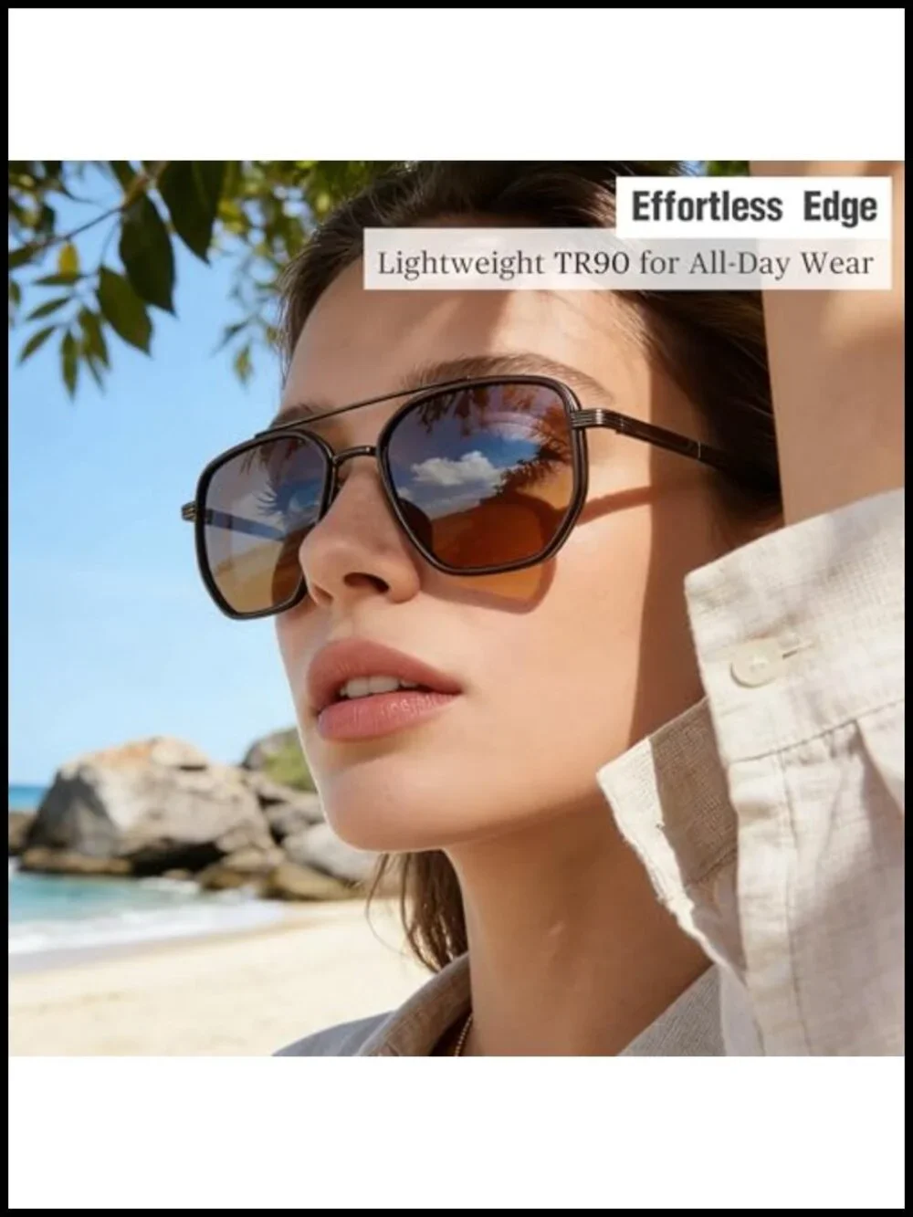 Vintage Polarized Sunglasses UV Protection Double Bridge Metal Frame